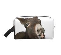 Trousse de toilette de voyage amusante avec imprimé âne, grande capacité, trousse de toilette pour femme et homme, blanc, Taille unique