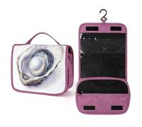 Trousse de toilette de voyage aquarelle A Pearl in Oyster pour femme, organiseur de maquillage à suspendre avec crochet pour shampooing