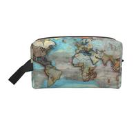 Trousse de toilette de voyage avec carte du monde de dessin animé - Grande capacité - Pour organiser les articles de toilette et les petits articles - Convient pour les voyages quotidiens et la salle