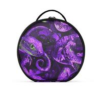 Trousse de toilette de voyage avec compartiments et poignée Motif serpent Violet fluorescent Vert 28 cm