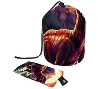 Trousse de toilette de voyage avec cordon de serrage, sac de maquillage en forme de baril, grand organisateur de produits de toilette étanche pour femme, Cool Art Dinosaur World,