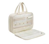 Trousse de toilette de voyage avec crochet de suspension, trousse de toilette suspendue avec compartiment à bijoux pour les voyages courts et les vacances prolongées (blanc)
