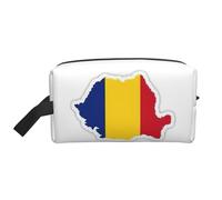 Trousse de toilette de voyage avec drapeau de la Roumanie pour homme, grande capacité, blanc, Taille unique
