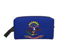 Trousse de toilette de voyage avec drapeau de l'État du Dakota du Nord, grande capacité, trousse de toilette pour femme et homme, blanc, Taille unique
