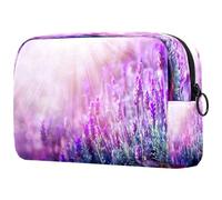 Trousse de toilette de voyage avec fermeture éclair et fleur de lavande mauve pour femme, multicolore, 18.5x7.5x13cm/7.3x3x5.1in, Trousse de toilette