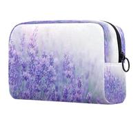 Trousse de toilette de voyage avec fermeture éclair et motif fleur de lavande mauve, multicolore, 18.5x7.5x13cm/7.3x3x5.1in, Trousse de toilette
