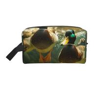 Trousse de toilette de voyage avec fermeture éclair pour femmes et filles - Grande capacité - Motif canard - Avec poignée, Canard nageant sous l'eau, Taille unique, Trousse de maquillage