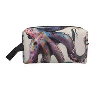 Trousse de toilette de voyage avec fermeture éclair pour femmes et filles - Grande capacité - Motif canard - Avec poignée, Pieuvre colorée, Taille unique, Trousse de maquillage