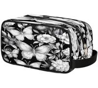Trousse De Toilette De Voyage avec Fleurs De Papillons De Style Rétro, Trousse De Maquillage, Trousse De Rasage en Polyester Imperméable pour Hommes, Femmes Et Enfants, Organisateur