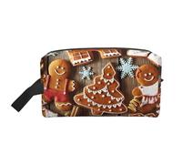Trousse de toilette de voyage avec impression de biscuits en pain d'épices, grande capacité, trousse de toilette pour femme et homme, blanc, Taille unique