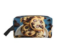 Trousse de toilette de voyage avec impression de biscuits, nourriture et pépites de chocolat, grande capacité, trousse de toilette pour femme et homme, blanc, Taille unique