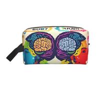Trousse de toilette de voyage avec impression du cerveau gauche et droit, grande capacité pour femme, trousse de toilette pour homme, blanc, Taille unique
