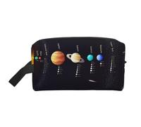 Trousse de toilette de voyage avec impression du système solaire Jupiter Saturne, grande capacité, trousse de toilette pour femme et homme, blanc, Taille unique