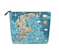 Trousse de toilette de voyage avec imprimé carte de la Grèce, Noir , Taille unique