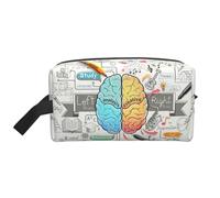 Trousse de toilette de voyage avec imprimé cerveau humain, grande capacité, trousse de toilette pour femme et homme, blanc, Taille unique