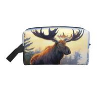 Trousse de toilette de voyage avec imprimé élan du Nord, grande capacité, trousse de toilette pour femme et homme, blanc, Taille unique
