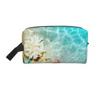 Trousse de toilette de voyage avec imprimé étoile de mer, grande capacité, trousse de toilette pour femme et homme, blanc, Taille unique