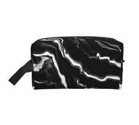 Trousse de toilette de voyage avec imprimé marbre noir et blanc pour homme, grande capacité, blanc, Taille unique