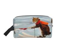 Trousse de toilette de voyage avec imprimé renard écureuil pour homme - Capacité spacieuse - Pour femme, blanc, Taille unique
