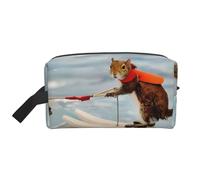 Trousse de toilette de voyage avec imprimé renard écureuil pour homme - Capacité spacieuse - Pour femme, blanc, Taille unique