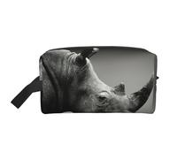 Trousse de toilette de voyage avec imprimé rhinocéros d'Afrique du Sud, grande capacité, trousse de toilette pour femme et homme, blanc, Taille unique