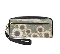 Trousse de toilette de voyage avec imprimé tournesols camomille, sac à maquillage portable, sac de maquillage de voyage, noir, taille unique, Noir , Taille unique