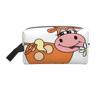 Trousse de toilette de voyage avec imprimé vache mignonne de dessin animé pour homme, grande capacité pour femme, blanc, Taille unique