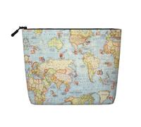 Trousse de toilette de voyage avec motif carte du monde, adaptée pour les voyages d'affaires et un usage quotidien.