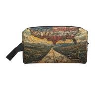 Trousse de toilette de voyage avec motif cartes anciennes des États-Unis pour homme, grande capacité, blanc, Taille unique