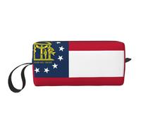 Trousse de toilette de voyage avec motif drapeau de l'État de Géorgie, trousse à crayons, trousse de maquillage en toile, trousse de maquillage multifonction avec fermeture éclair, blanc, One Size