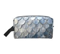 Trousse de toilette de voyage avec motif écailles de poisson argentées, trousse de maquillage, trousse de toilette à suspendre pour femme et homme, gym quotidien