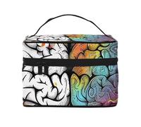 Trousse de toilette de voyage avec motif flamant rose sur la plage - Avec poignée - Pour voyage et usage quotidien, Avantage du cerveau gauche et droit, Taille unique, Trousse de maquillage