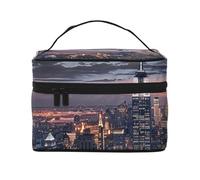 Trousse de toilette de voyage avec motif flamant rose sur la plage - Avec poignée - Pour voyage et usage quotidien, new york, Taille unique, Trousse de maquillage