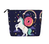 Trousse de toilette de voyage avec motif licorne et donut arc-en-ciel, convient pour les voyages d'affaires et un usage quotidien.