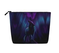 Trousse de toilette de voyage avec motif loups hurlant dans les aurores boréales du nord, convient pour les voyages d'affaires et un usage quotidien., Loups Howl In The Northern Lights, Taille unique
