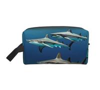 Trousse de toilette de voyage avec motif requins marteaux, trousse de toilette de voyage, grande capacité pour femme, blanc, Taille unique