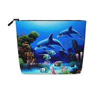 Trousse de toilette de voyage avec motif vache mignonne, convient pour les voyages d'affaires et un usage quotidien., Beau monde sous-marin dauphins corail, Taille unique