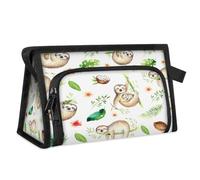 Trousse de toilette de voyage avec paresseux et feuilles de noix de coco pour femmes, hommes, filles, garçons, trousse de maquillage multifonctionnelle, trousse de toilette, organisateur de