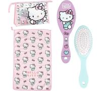 Trousse de Toilette de Voyage avec Peigne, Serviette et Sac Hello Kitty - Trousse de Toilette Hello Kitty pour Voyage ou école, Rose, Trousse de Toilette Transparente avec Fermeture éclair