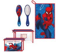 Trousse de Toilette de Voyage avec Peigne, Serviette et Sac Spiderman pour Voyage ou école, Rouge, Trousse de Toilette Transparente avec Fermeture éclair