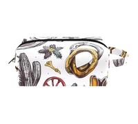 Trousse de toilette de voyage avec poignée, bottes de cowboy occidentales rétro et chapeau, cactus résistant à l'eau, trousse de toilette pour femmes et filles, Multicolore 05, 8.2x3.1x3.5 in/21x8x9
