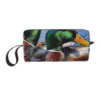 Trousse de toilette de voyage avec poignée, fermeture éclair et motif écailles de sirène pour femme, Canard colvert 1, Taille unique, Trousse de maquillage