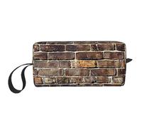 Trousse de toilette de voyage avec poignée, fermeture éclair et motif écailles de sirène pour femme, Fond mural de briques industrielles, Taille unique, Trousse de maquillage