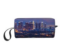 Trousse de toilette de voyage avec poignée, fermeture éclair et motif écailles de sirène pour femme, Los Angeles Skyline, Taille unique, Trousse de maquillage