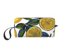 Trousse de toilette de voyage avec poignée, fermeture éclair et motif écailles de sirène pour femme, Motif citron, Taille unique, Trousse de maquillage