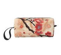 Trousse de toilette de voyage avec poignée, fermeture éclair et motif écailles de sirène pour femme, Prune japonaise florale, Taille unique, Trousse de maquillage