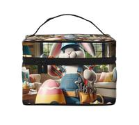 Trousse de Toilette de Voyage avec poignée, Motif Lapin de Pâques et Plombier