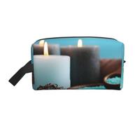 Trousse de toilette de voyage avec roses blanches et sang, Bleu sarcelle | Trousse de maquillage de grande capacité, sac de douche à suspendre pour homme et femme