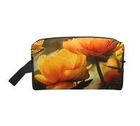 Trousse de toilette de voyage avec roses blanches et sang, Fleur jaune et | Trousse de maquillage de grande capacité, sac de douche à suspendre pour homme et femme