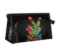 Trousse de toilette de voyage avec signe de paix et d'amour mandala pour femmes, hommes, filles, garçons, trousse de maquillage multifonctionnelle, trousse de toilette, organisateur de cosmétiques,